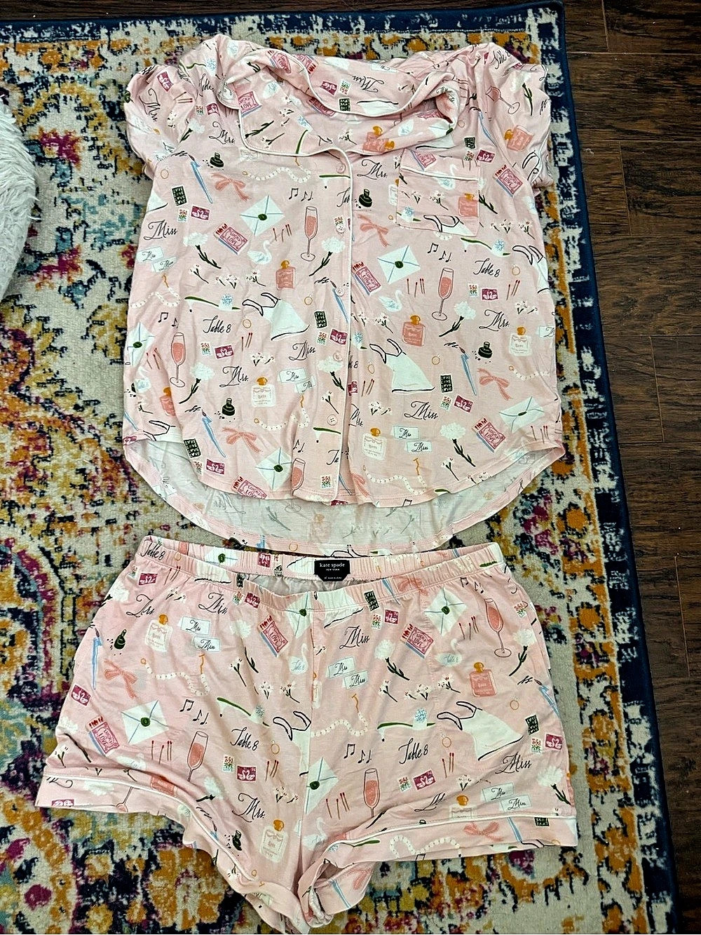 Kate Spade Women's bridal Pink Printed Pajama Set